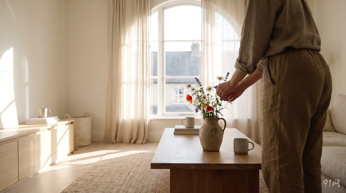 91网慢生活视频：清晨插花